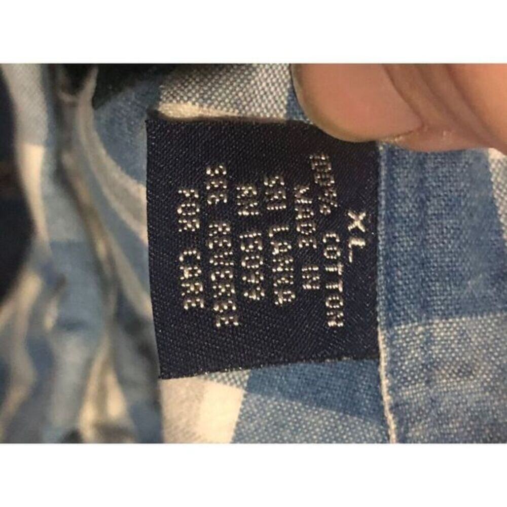 Trader Bay Blue White Gingham Check Button Casual… - image 4